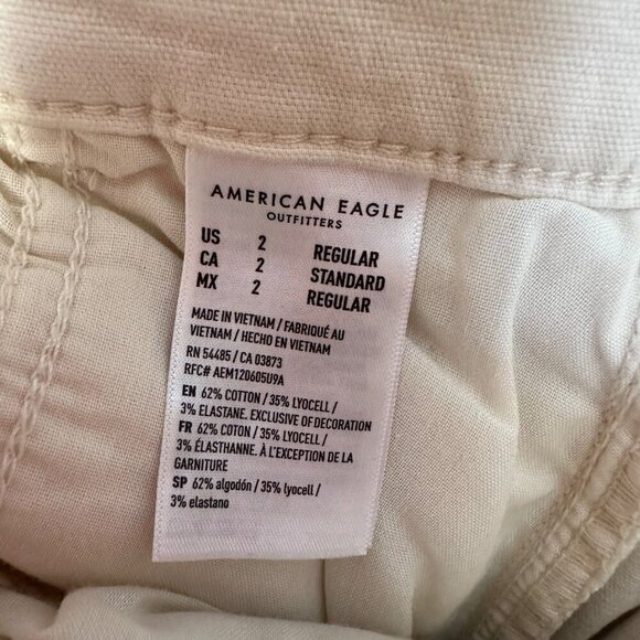 American Eagle‎ Stretch Cream Cargo Pants Lagenlook Boho Women's Size 2 - Picture 9 of 9